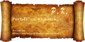 Perhócs Klaudia névjegykártya